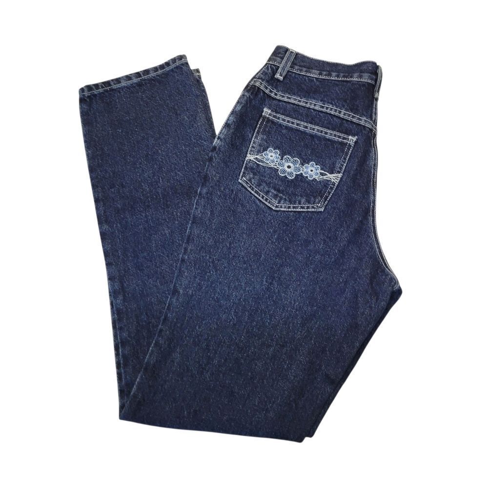 L.A. Blues Vintage 90s Straight Leg Blue Jeans Embroidered Back Pockets
